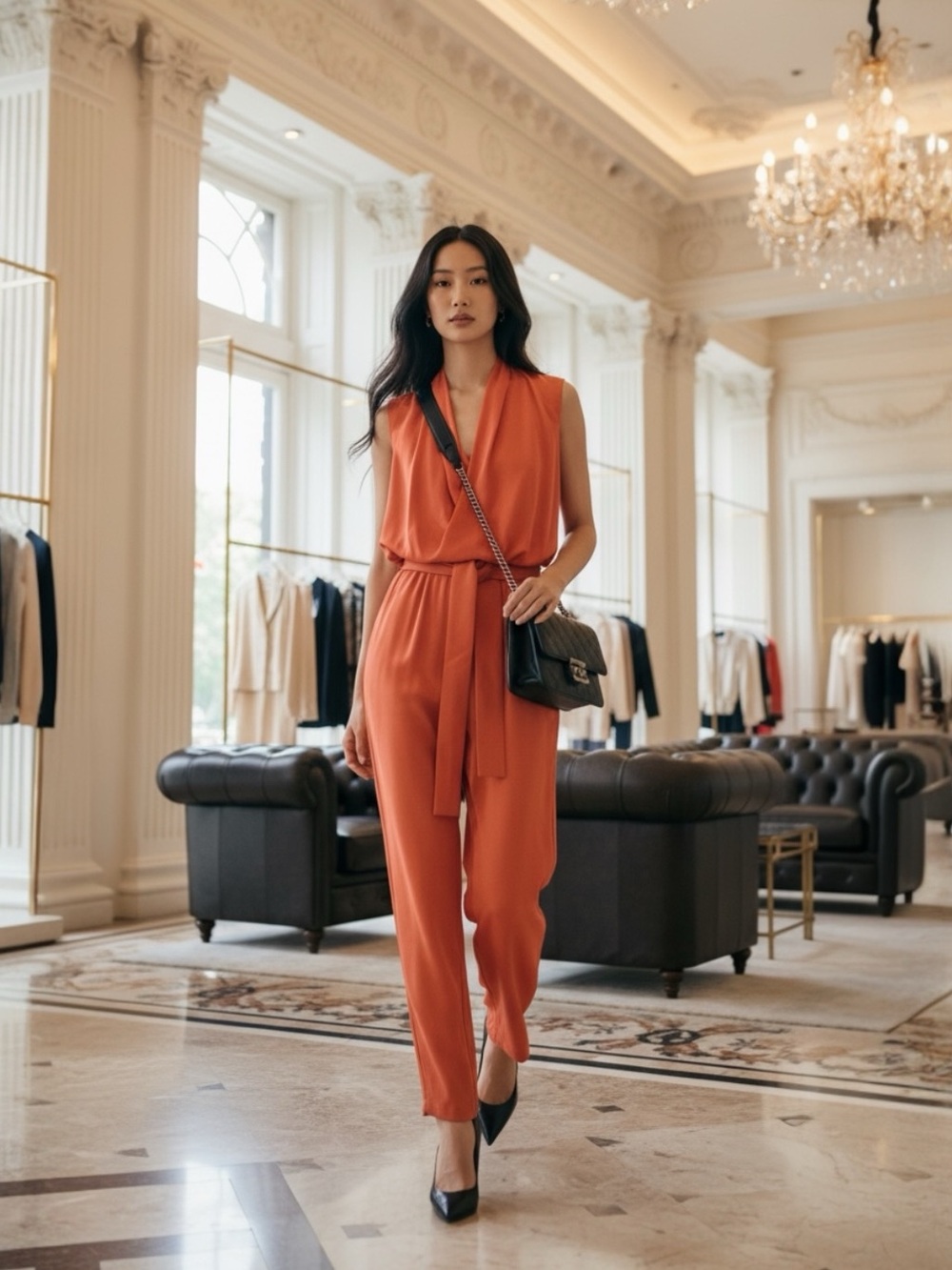 REISS KALI ORANGE SLEEVELESS JUMPSUIT NWT